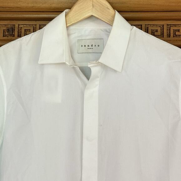 Sandro Paris NEW w Tags $195 Blouse Top Sz 39 EU/8 US Crisp White Classic Preppy - Picture 2 of 10